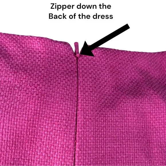 Kay Unger New York Pink Silk Ruffle Sheath Dress Belted Size 10 - Picture 4 of 11